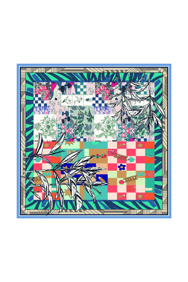 Renkli 100X100 Omuz Şalı - Aker