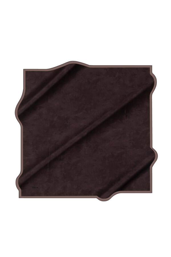 Kahverengi 100X100 İpek Krep Saten Eşarp - 1