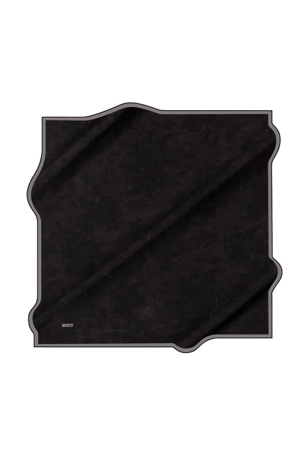 Siyah 100X100 İpek Krep Saten Eşarp - Aker