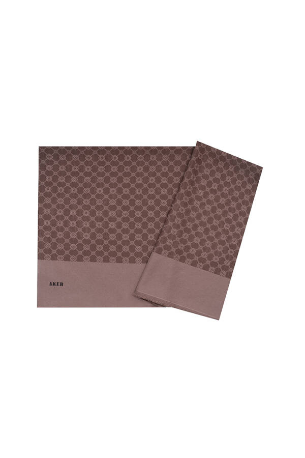Kahverengi 75X190 CM Elegance Monogram Şal - 1