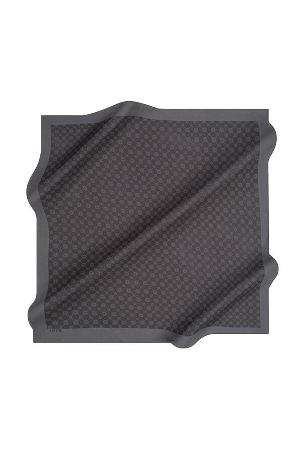 Antrasit 100X100 Elegance Monogram Eşarp - Aker