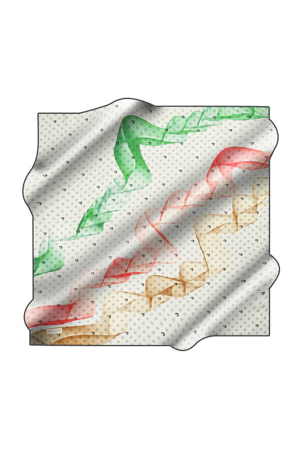Geometrik Desenli 90X90 Pierre Cardin Krep Saten Eşarp - 1