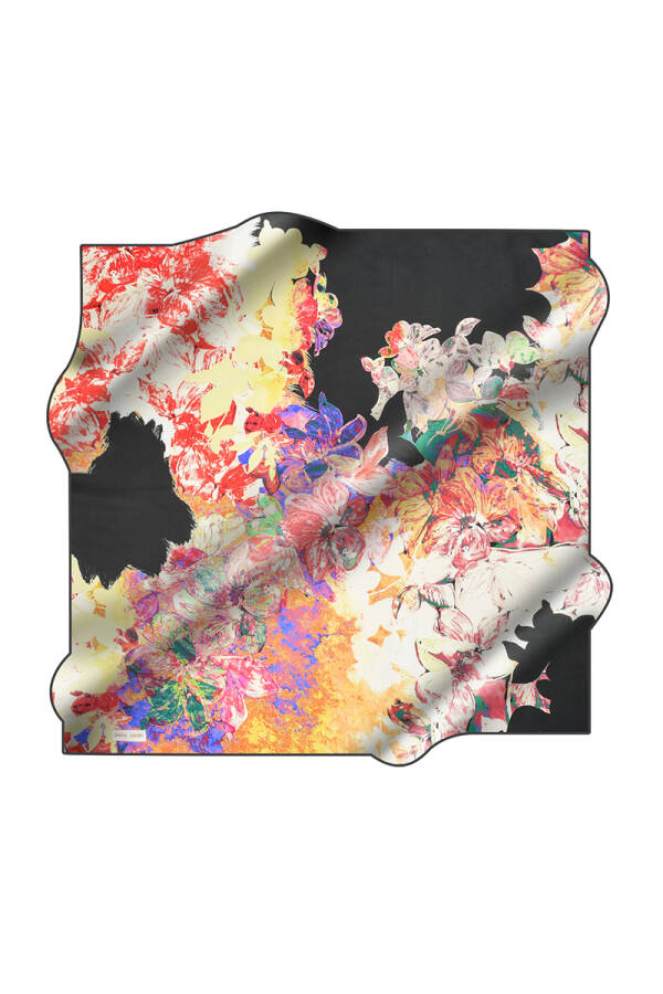 Renkli 90X90 Pierre Cardin Krep Saten Eşarp - 1