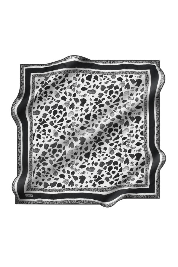 Geometrik Desenli 90X90 İpek Krep Saten - 1