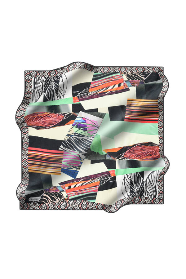 Geometrik Desenli 90X90 İpek Twill Eşarp - 1