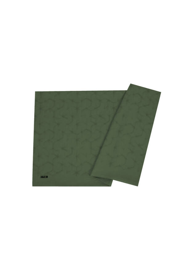 Yeşil Polyester Dikdörtgen Desenli Şal - 1
