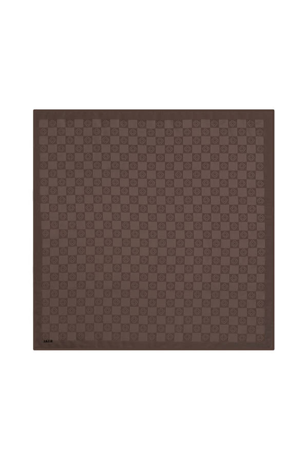 Renkli 100X100 Dama Monogram Eşarp - 1