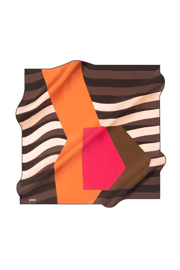 Geometrik Desenli 90X90 İpek Twill Eşarp - 1