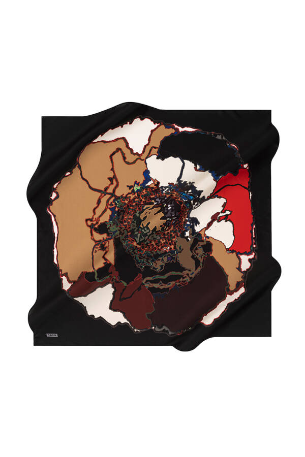 Çiçek Desenli 90X90 Aker İpek Tivil Eşarp - Aker
