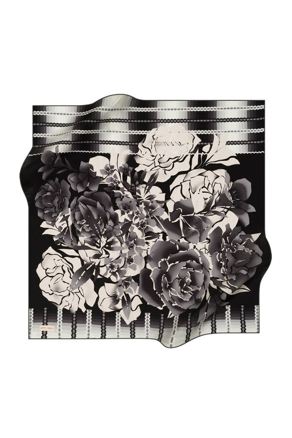 Çiçek Desenli 90X90 İpek Twill Eşarp - 1