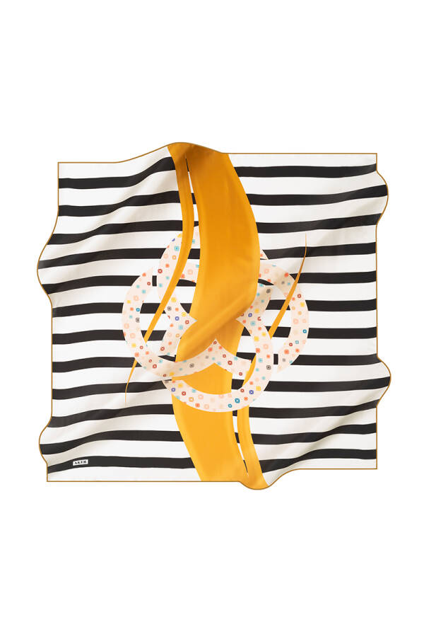 Geometrik Desenli 90X90 İpek Twill Eşarp - 1