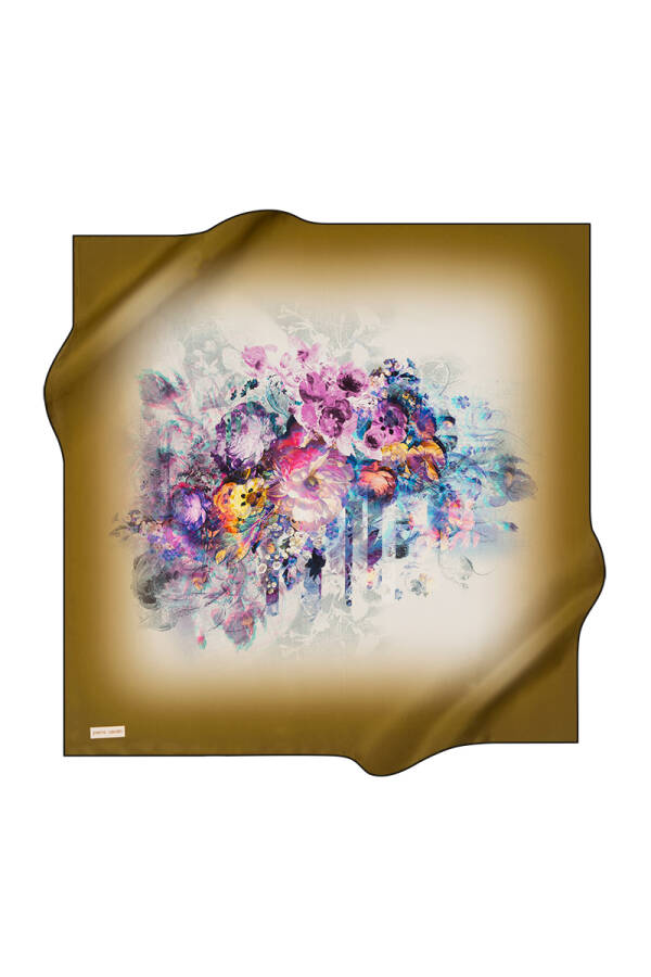 Çiçek Desenli 90X90 Pierre Cardin Krep Saten Eşarp - 1