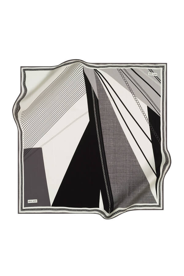 Geometrik Desenli 90X90 Pierre Cardin Krep Saten Eşarp - 1