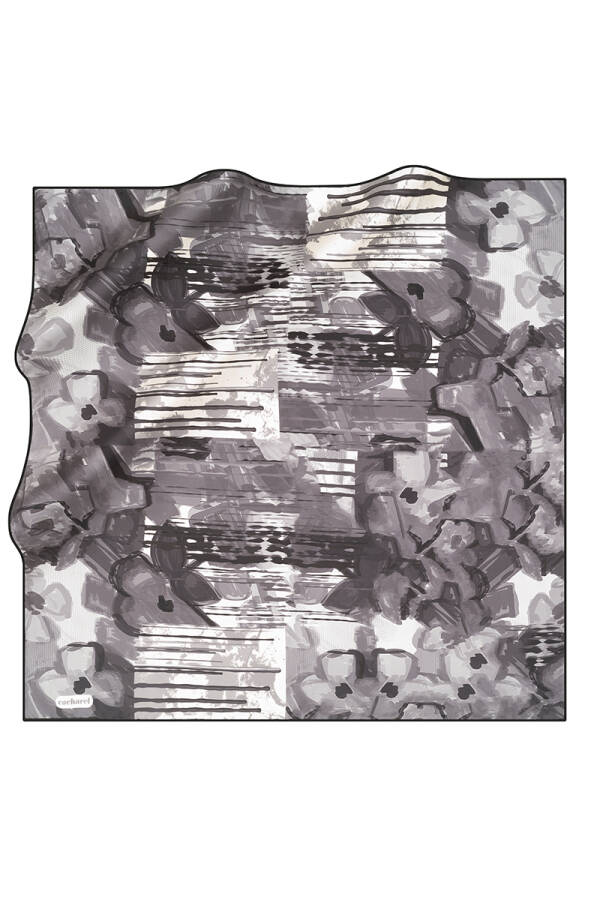 Çiçek Desenli 90X90 İpek Twill Eşarp - 1