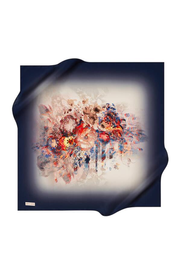Çiçek Desenli 90X90 Pierre Cardin Krep Saten Eşarp - 1