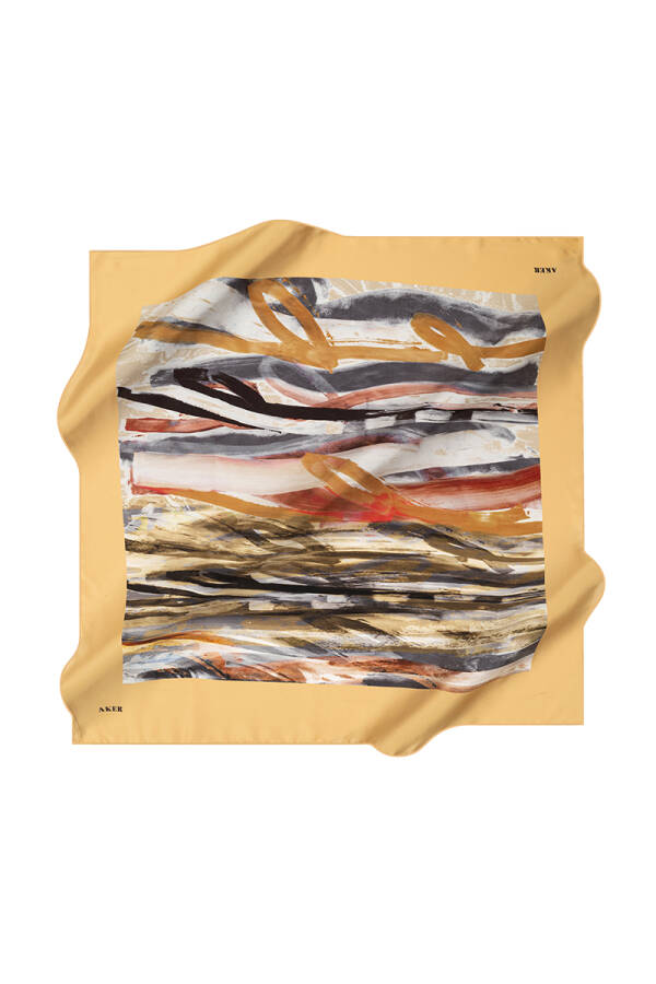 Fırça Desenli 90X90 İpek Twill Eşarp - 1