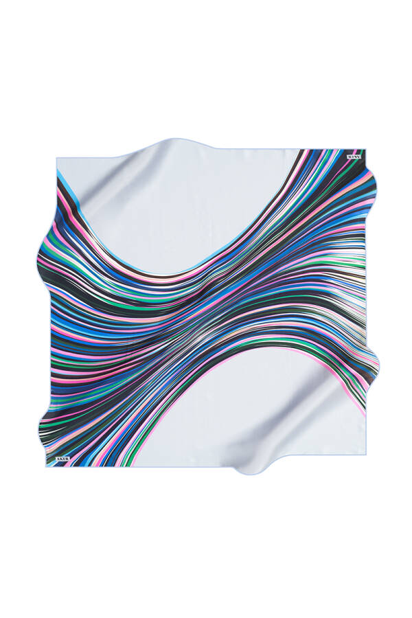 Renkli 90X90 İpek Krep Saten Eşarp - 1