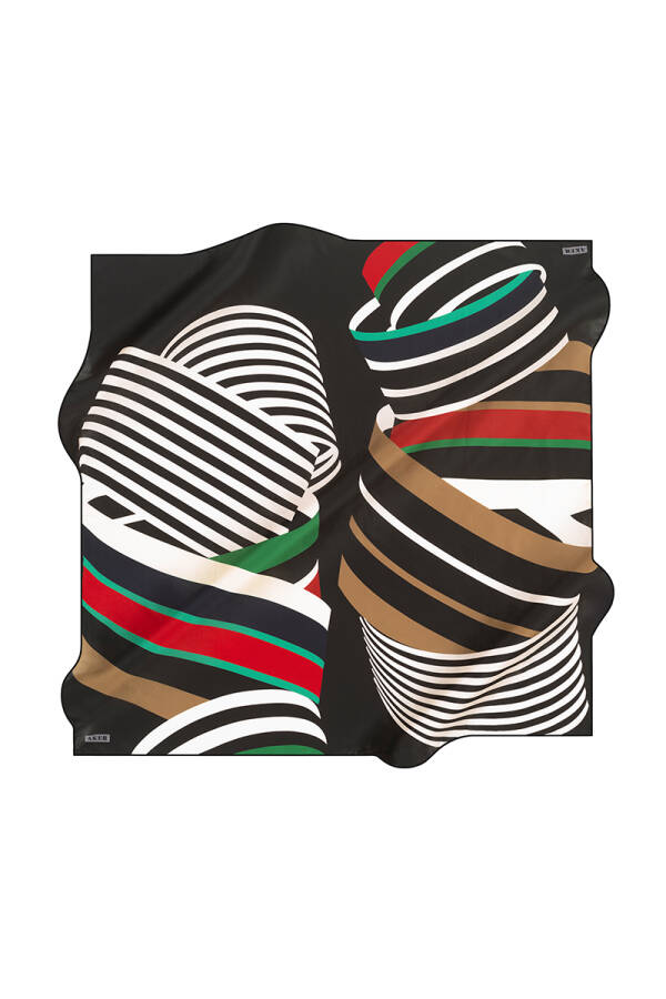 Geometrik Desenli 90X90 İpek Twill Eşarp - 1