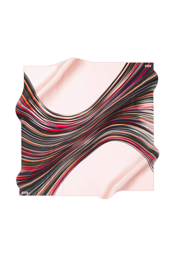 Geometrik Desenli 90X90 Aker İpek Krep Saten Eşarp - 1