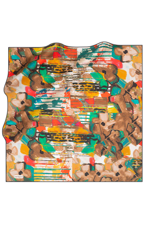 Renkli 90X90 Cacharel Twill Eşarp - Cacharel