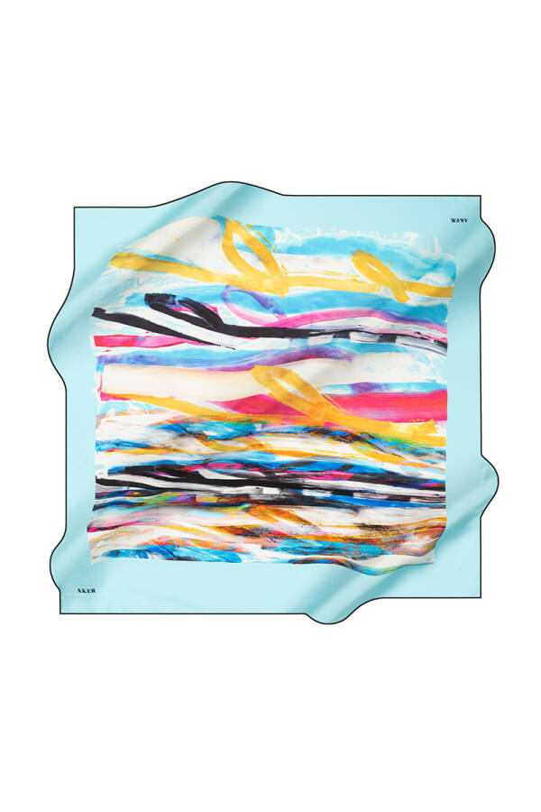 Fırça Desenli 90X90 Aker İpek Tivil Eşarp - Aker