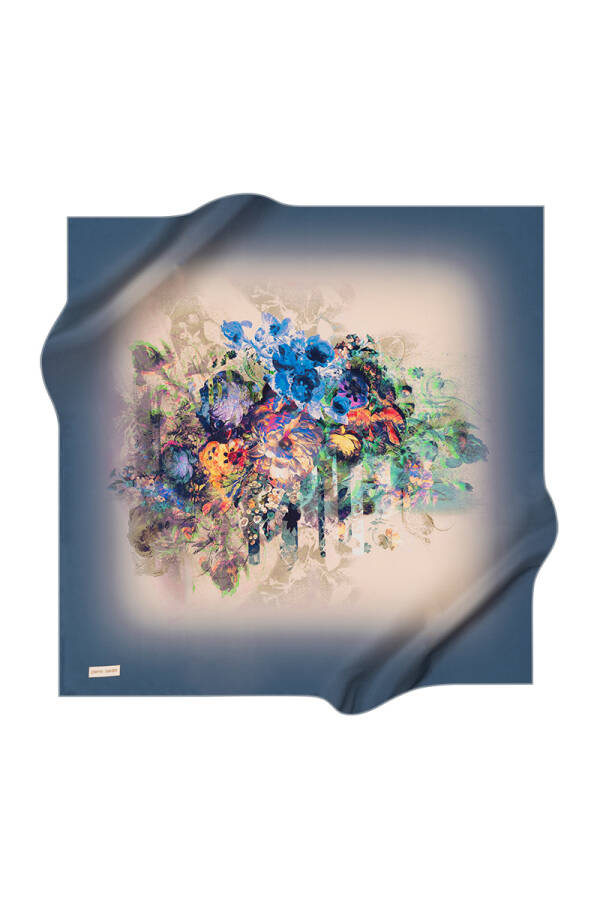 Renkli 90X90 İpek Krep Saten Eşarp - 1