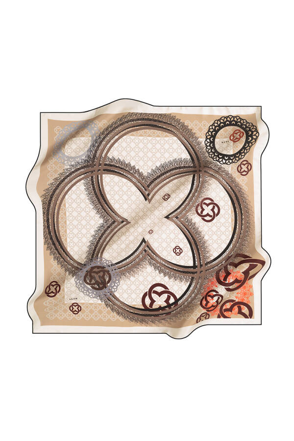 Logo Desenli 90X90 Aker İpek Tivil Eşarp - 1
