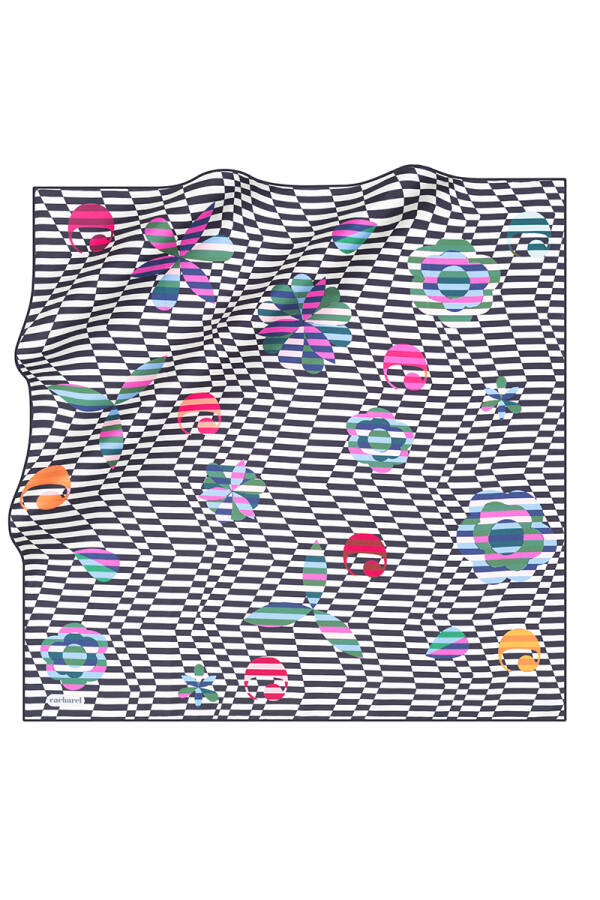 Renkli 90X90 Cacharel Tivil Eşarp - 1