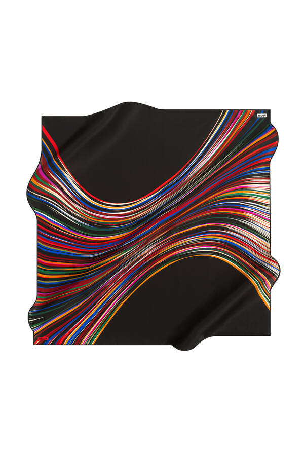 Renkli 90X90 Aker İpek Krep Saten Eşarp - 1