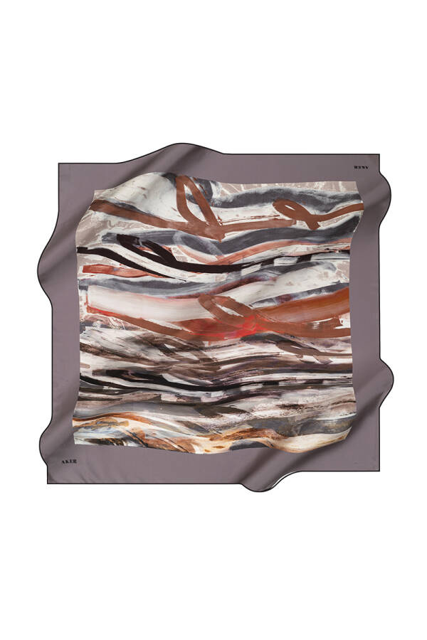 Geometrik Desenli 90X90 Aker İpek Tivil Eşarp - 1