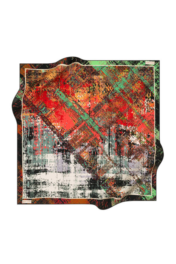 Fırça Desenli 90X90 İpek Twill Eşarp - 1