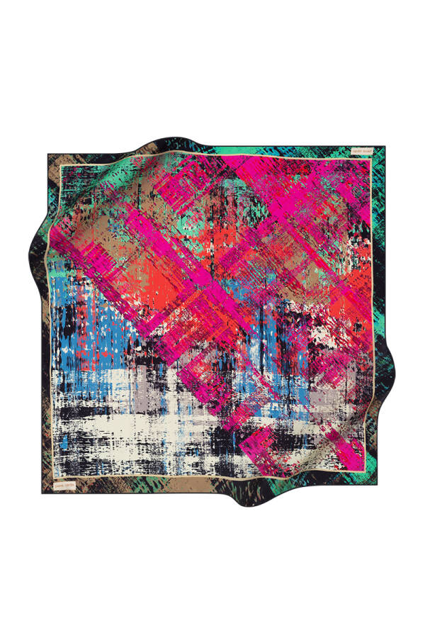 Fırça Desenli 90X90 İpek Twill Eşarp - 1