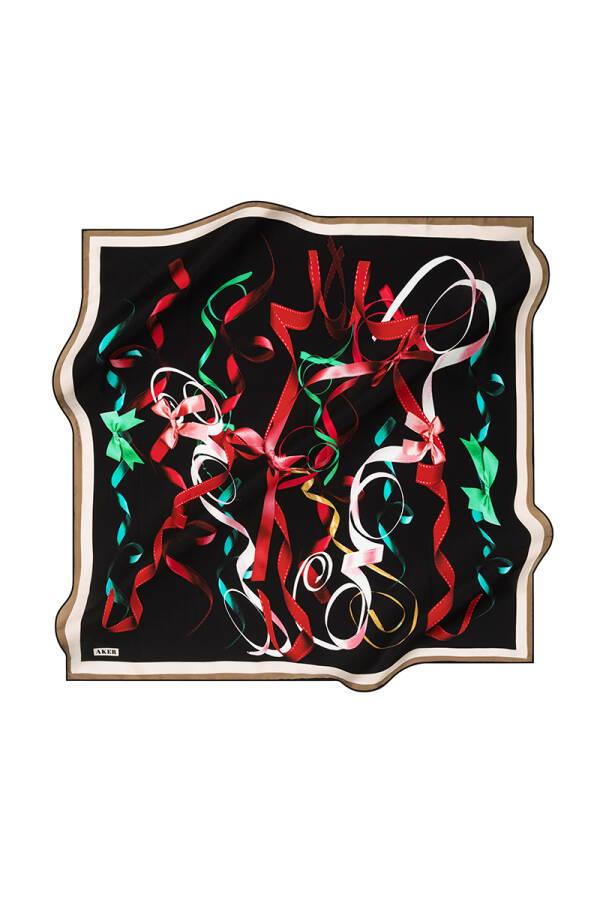 Renkli 90X90 İpek Twill Eşarp - 1