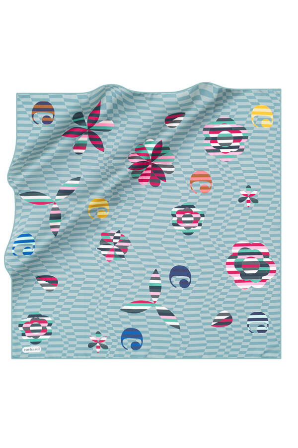 Geometrik Desenli 90X90 İpek Twill Eşarp - 1