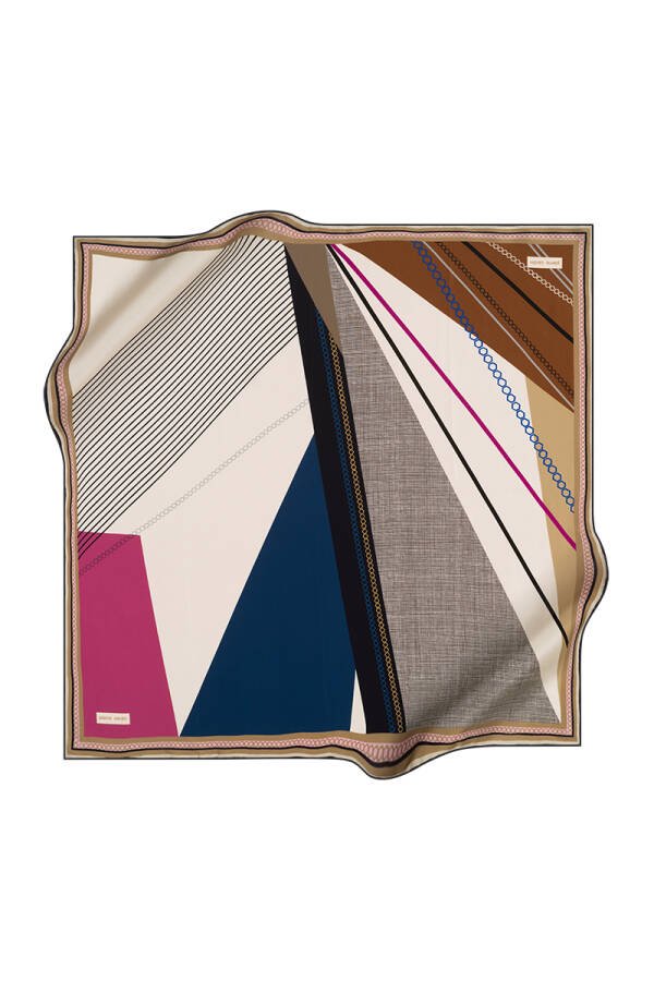 Geometrik Desenli 90X90 Pierre Cardin Krep Saten Eşarp - 1