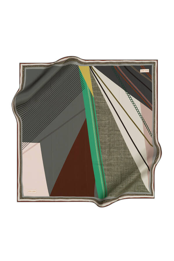 Geometrik Desenli 90X90 Pierre Cardin Krep Saten Eşarp - 1