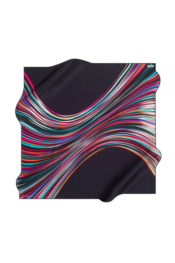 Geometrik Desenli 90X90 Aker İpek Krep Saten Eşarp - 1