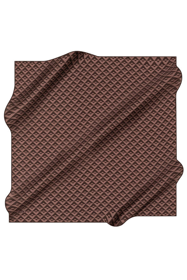 Geometrik Desenli 90X90 İpek Krep Saten Eşarp - 1