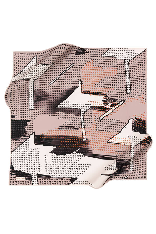 Geometrik Desenli 90X90 Pierre Cardin Krep Saten Eşarp - Pierre Cardin