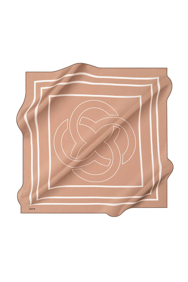 Logo Desenli 90X90 Aker İpek Tivil Eşarp - 1