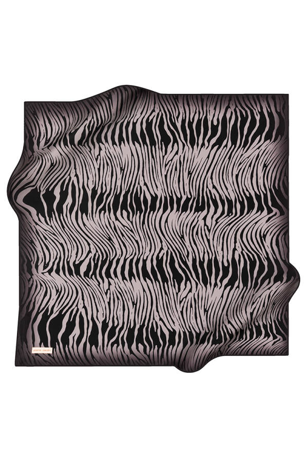 Zebra Desenli 90X90 İpek Krep Saten Eşarp - 1