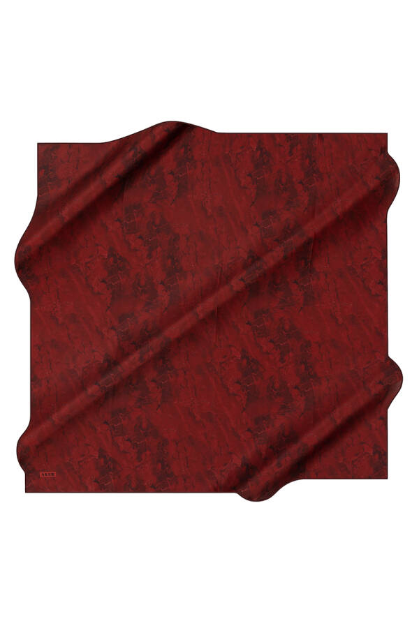 Fırça Desenli 90X90 Aker İpek Krep Saten Eşarp - 1