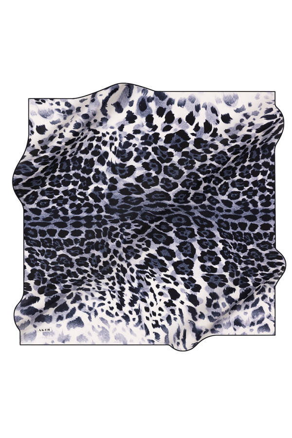 Leopar Desenli 90X90 İpek Krep Saten Eşarp - Aker
