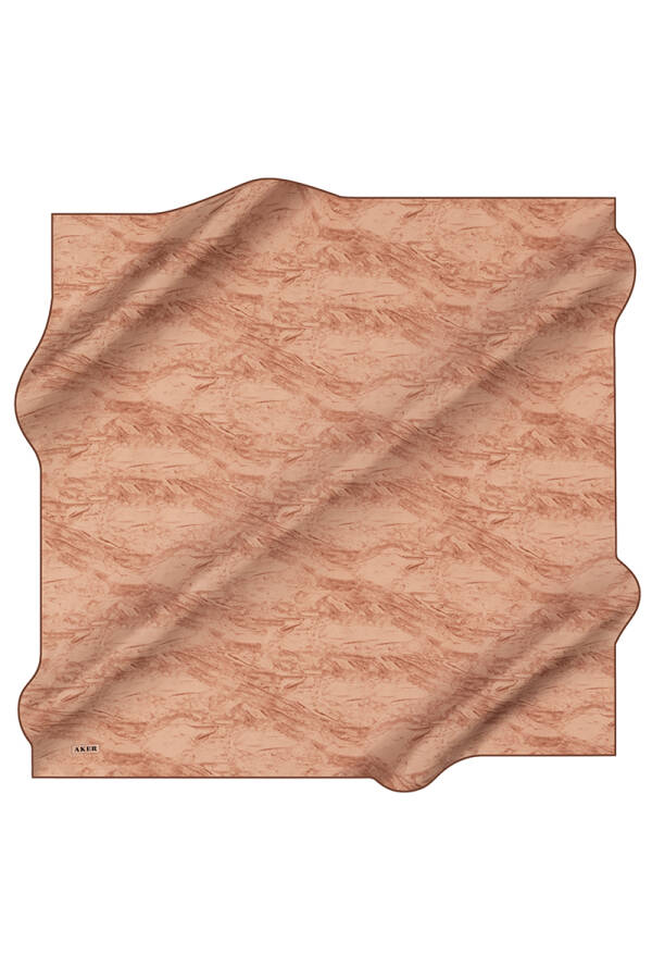 Fırça Desenli 90X90 Aker İpek Krep Saten Eşarp - 1