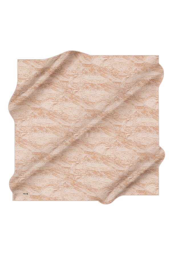 Fırça Desenli 90X90 Aker İpek Krep Saten Eşarp - 1