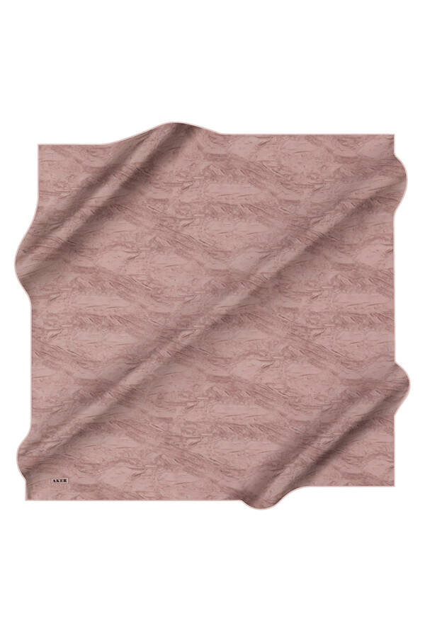 Fırça Desenli 90X90 Aker İpek Krep Saten Eşarp - 1