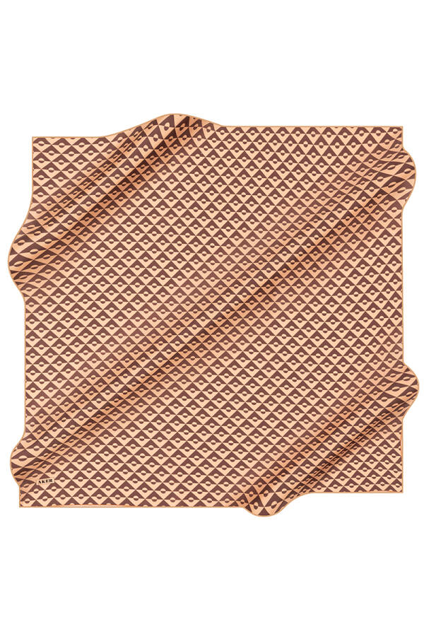 Geometrik Desenli 90X90 Aker İpek Krep Saten Eşarp - Aker