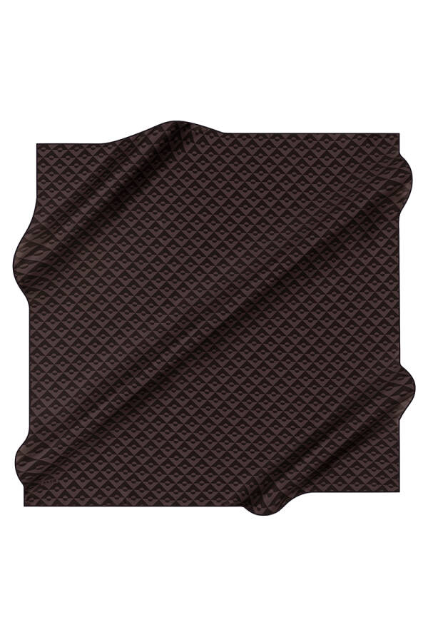 Geometrik Desenli 90X90 İpek Krep Saten Eşarp - 1