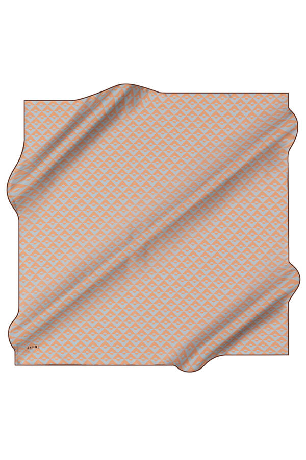 Somon İpek Kare Geometrik Desenli Eşarp - 1