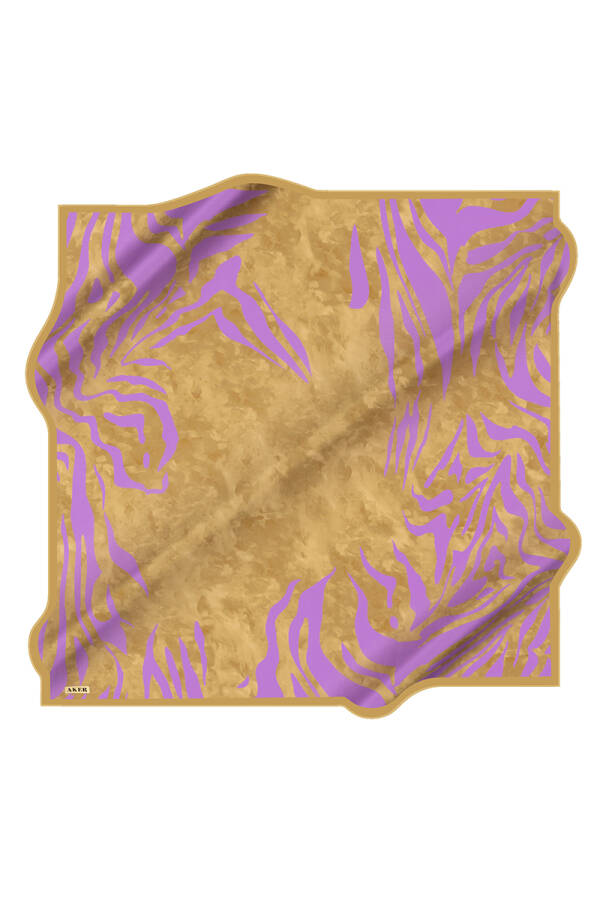 Zebra Desenli 90X90 İpek Krep Saten Eşarp - 1